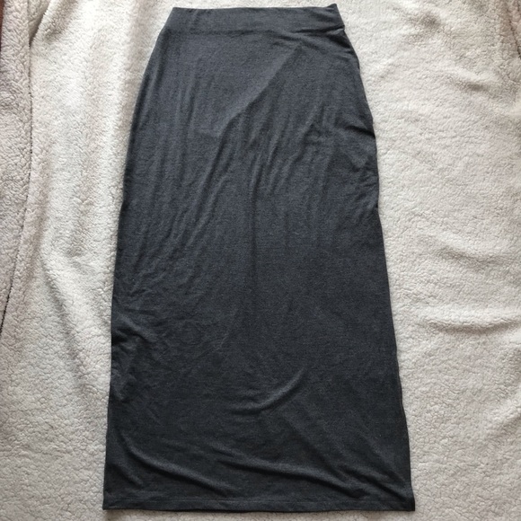 Gray Maxi Skirt with Slit - Picture 7 of 8